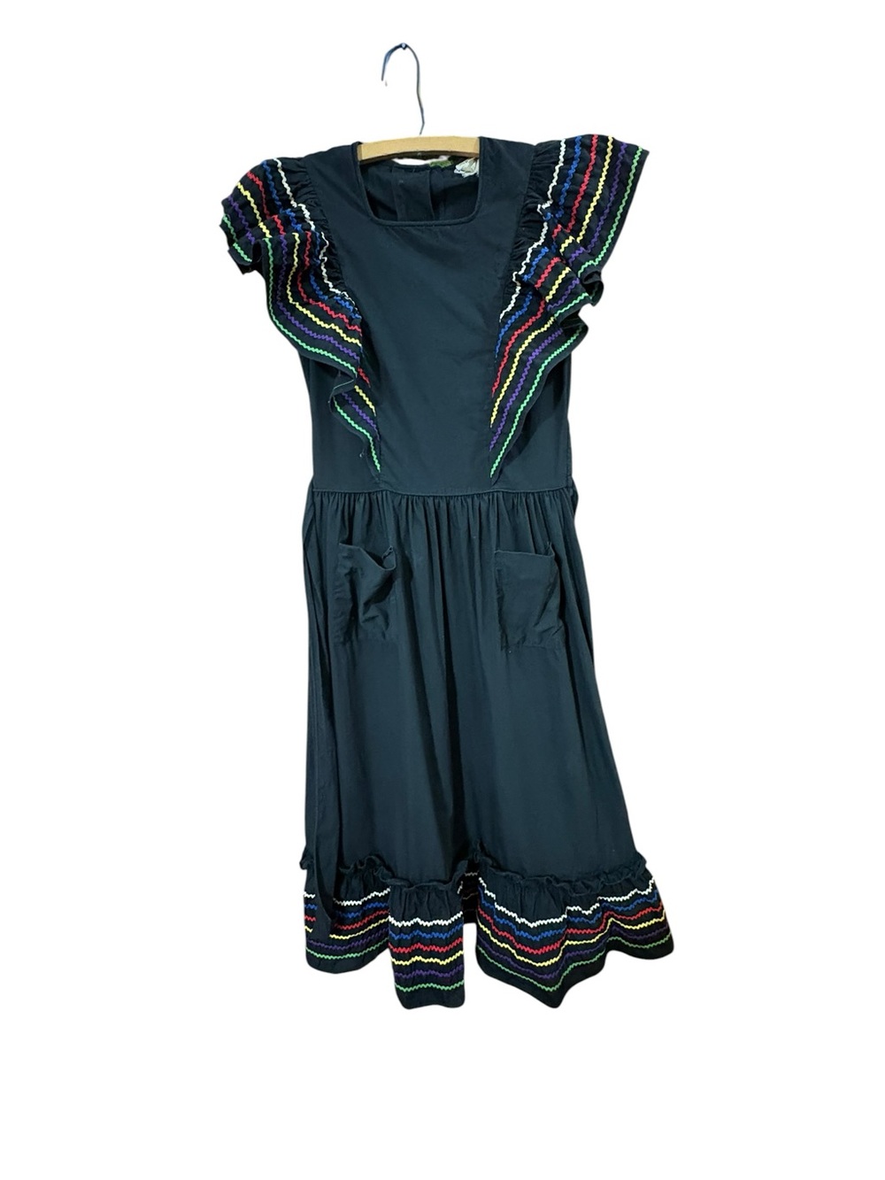 Vintage 1950s Jack Borgenicht Ric Rac Prairie Folk Midi Dress XS
